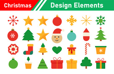 christmas, icon, set, holiday, design, elements, vector, illustration, ornament, star, gift, snowflake, snowman, stocking, christmas tree, heart, cake, candy cane, decoration, festive, celebration, gr