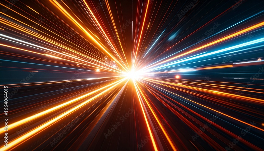 Poster abstract light trails creating a sense of high-speed motion and futuristic energy.