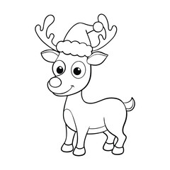 A festive reindeer wearing a Christmas cap, ready for holiday cheer! Perfect for a fun and creative coloring page to celebrate the joy and magic of Christmas.
