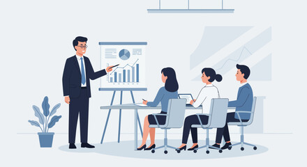 Business Presentation with Charts and Team Members.