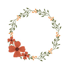 Flower wreath, arrangement flower, clipart illustration