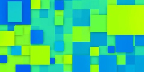 Modern geometric abstract background with blue and green squares Minimalist design, template design, clean