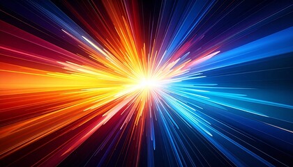 Vibrant abstract depiction of an energetic explosion with radiating light and color.