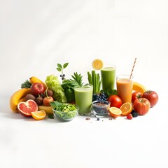 healthy breakfast with fruits and juice