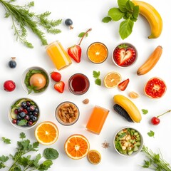 healthy breakfast with fruits and juice
