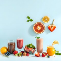 healthy breakfast with fruits and juice