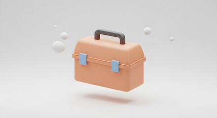 Minimalist 3D Toolbox Illustration. Stylized Tool Kit for Repair, Maintenance, and Resource Management Concepts