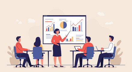 Business Presentation with Charts and Team Members.