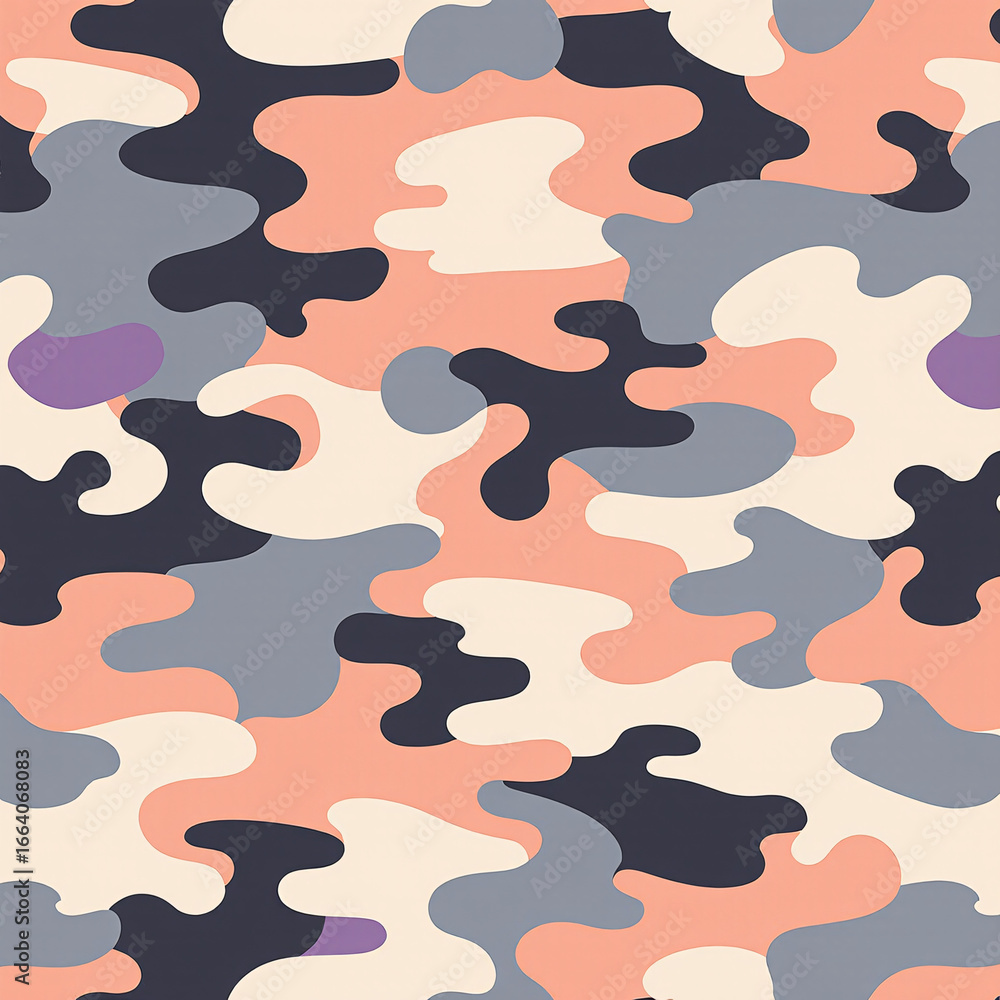 Fototapete Colorful line doodle seamless pattern set. Creative minimalist style art background collection, trendy design with basic shapes. Modern abstract color backdrop. marble pattern texture. Generative AI