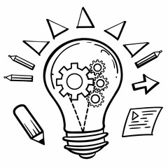 Creative idea concept, a brightly lit light bulb symbol of innovation and inspiration