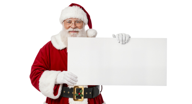 Title: "Santa Holding Large Blank Board for Custom Text"

