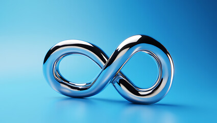 Shiny Silver Infinity Symbol on Blue Background loop