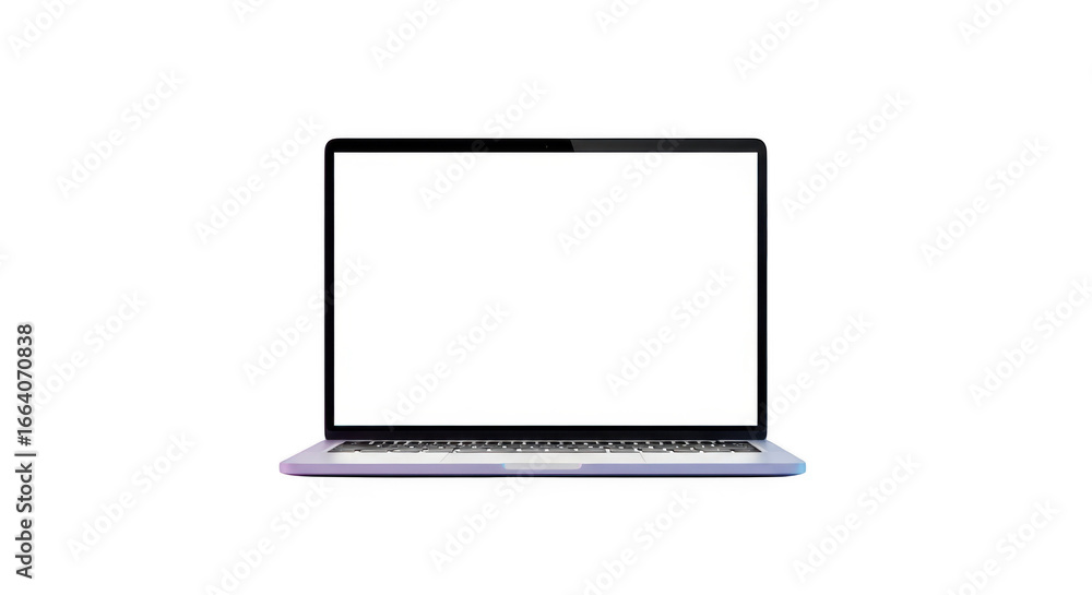 Poster laptop with blank screen for mockup isolated on transparent background