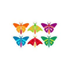 6 atlas moth icons  vector  colorful  white 