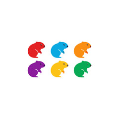 6 beaver icons  vector  colorful  white background