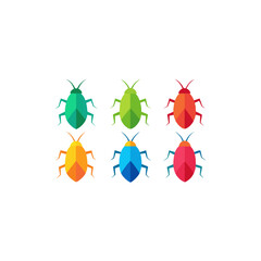 6 cockroach icons  vector  colorful  white background