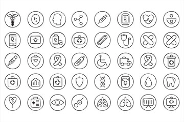 Medical and Healthcare Vector Icons for Wellness, Emergency, and Treatment