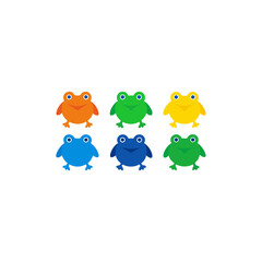 Naklejka premium 6 frog icons vector colorful white background