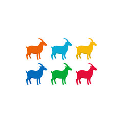 Obraz premium 6 goat icons vector colorful white background