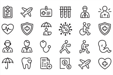 Set of Health, Wellness, and Medical Protection Symbols