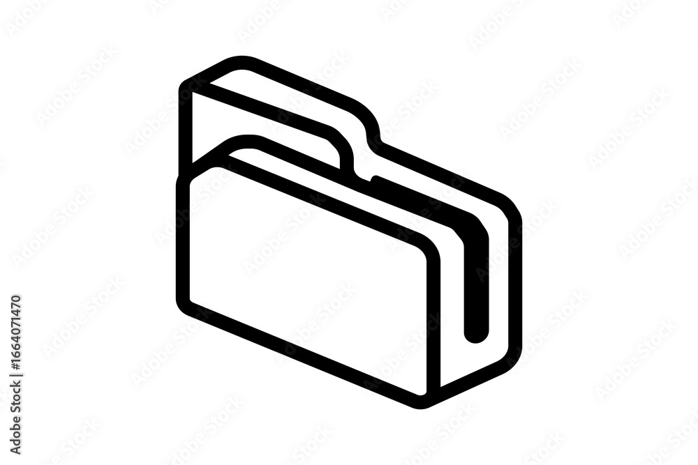 Poster the image shows a 3d outline icon of a folder. the design is simple, black, and minimalistic, with b