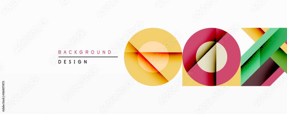 Aufkleber abstract geometric composition. overlapping circles, squares create dynamic visual effect. bright co