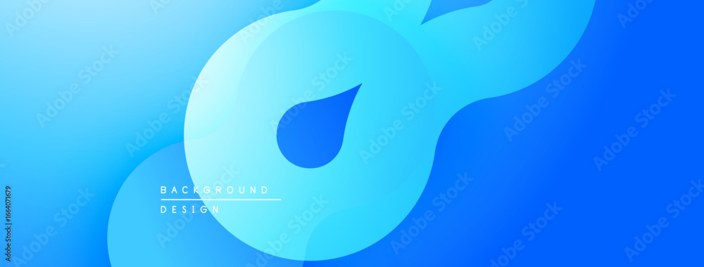 Poster abstract blue fluid shapes create dynamic background. gradient layers suggest movement, depth, moder