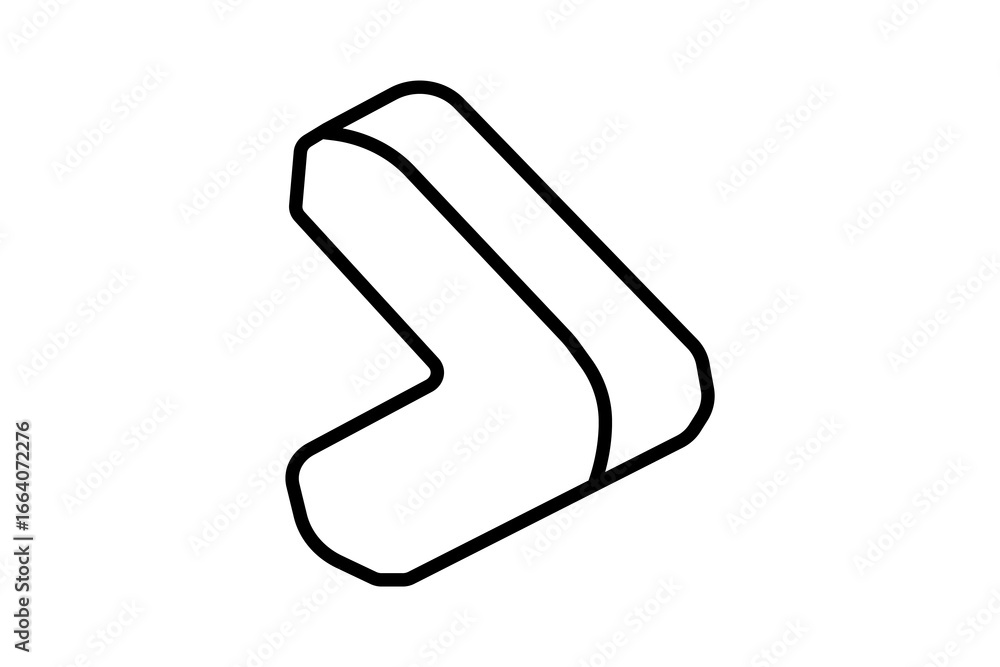 Fototapete the image shows a 3d outline arrow icon pointing to the right. the arrow is thick, bold, and designe