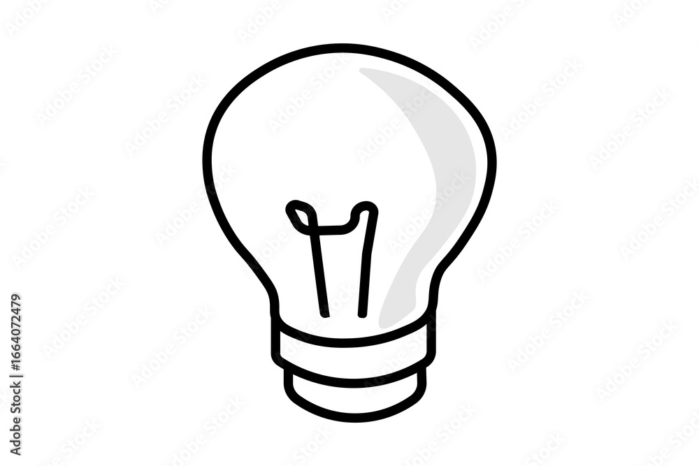 Aufkleber the image shows a 3d outline light bulb icon. it has a rounded bulb shape with a metallic base at th