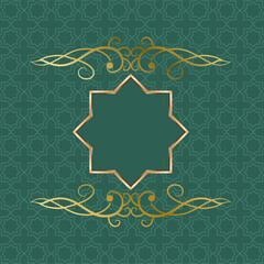Ramadan background green and gold pattern 