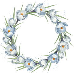 Elegant floral wreath with daisy and leaves on a pink background, a perfect spring border for your card design