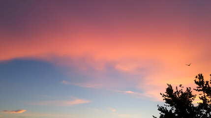 Obraz premium Sky gradient from blue to orange sunset
