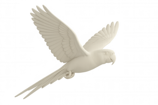 White cockatoo flying with widespread wings, floating against transparent backdrop, ideal for graphic design needs