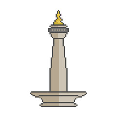 monumen nasional retro pixel art
