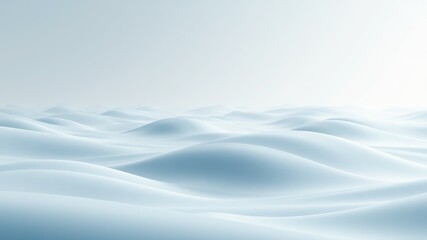 Abstract landscape with soft rolling hills in shades of blue and white creating a serene atmosphere
