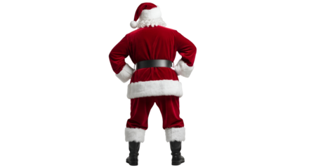 Title: Classic Santa Claus Back View in Red Suit
