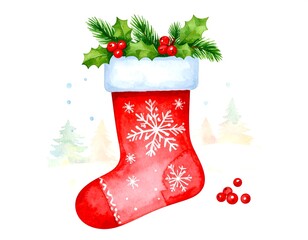 Watercolor Christmas Stocking