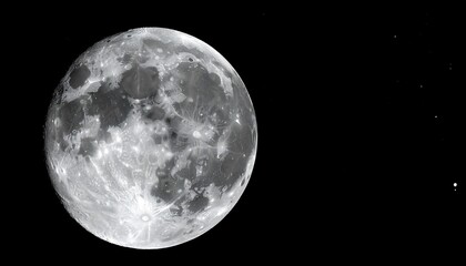 Fototapeta premium A detailed close-up view of the moon's surface, showcasing its craters and textured terrain against a dark night sky.