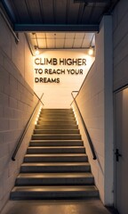 Obraz premium Inspirational Staircase with Motivational Quote for Ambition