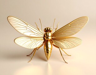 Golden insect, detailed wings