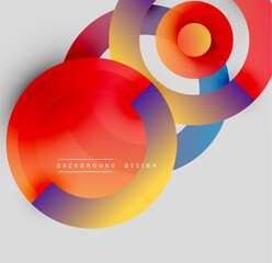 Obraz premium Abstract colorful circles overlap, creating dynamic visual effect. Gradient shades blend smoothly, modern design element.