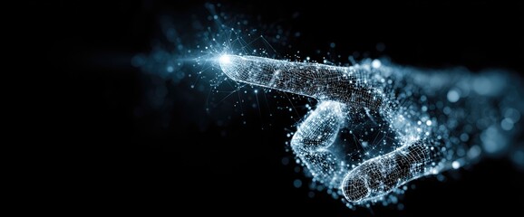 Abstract digital hand pointing, light trails
