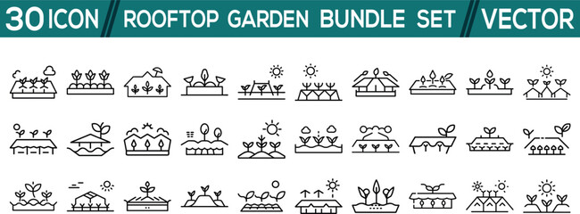 rooftop garden in bundle vector icon