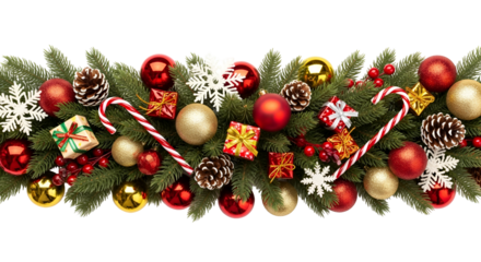  Festive Christmas Garland with Ornaments and Pinecones