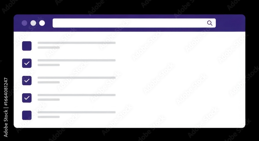 Fototapete a clean and modern browser interface displays a search bar and a checklist, representing online navi