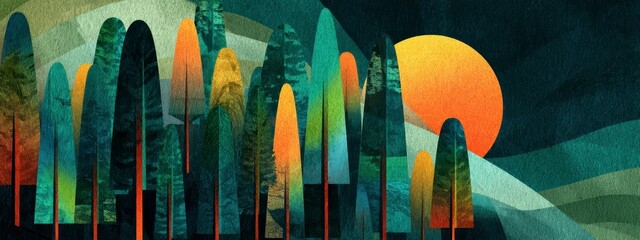 Colorful Abstract Forest Landscape Design