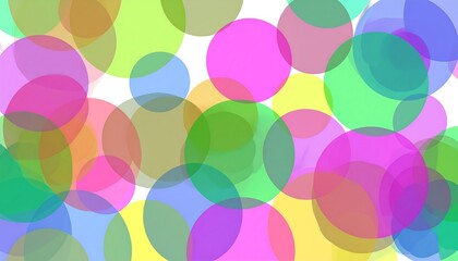 Colorful translucent circles on white background