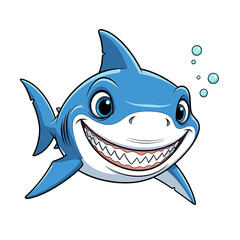 Obraz premium Smiling Shark Cartoon Illustration