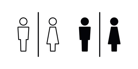 Male and Female Restroom Door Sign, Minimal Gender Symbols for Bathroom Wayfinding, Public Facilities