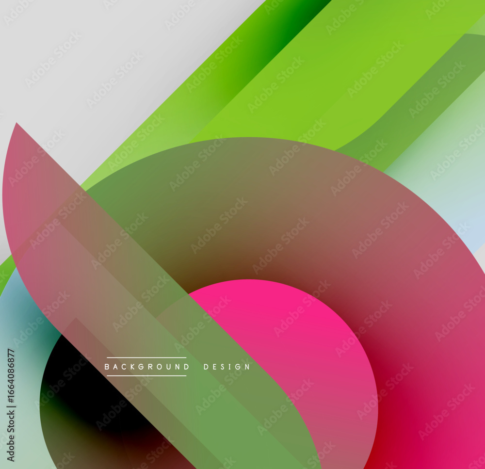 Poster abstract colorful design. overlapping shapes create dynamic visual effect. modern composition with v